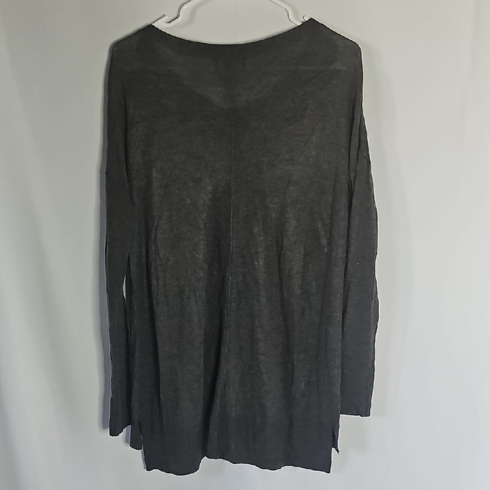 Valette V-Neck Tunic Sweater Small Charcoal Gray Minimalist Grunge Layer Casual - Picture 6 of 6